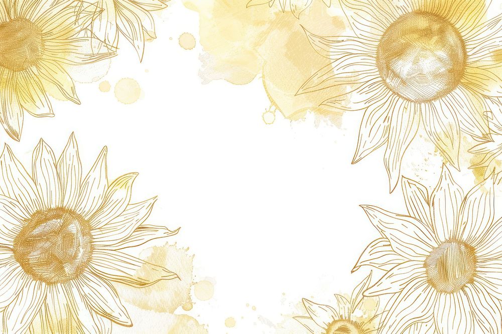 Sun flower border frame backgrounds pattern sketch.
