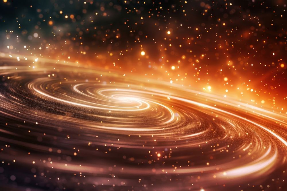 Digital galaxy on dark orange background backgrounds astronomy abstract.