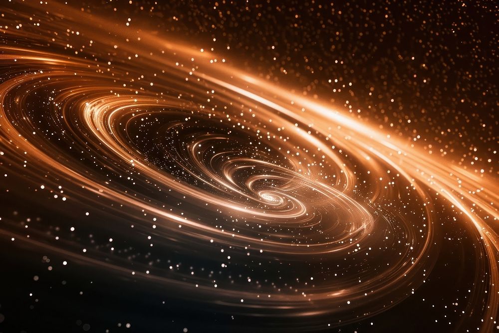 Digital galaxy on dark orange background backgrounds futuristic technology.