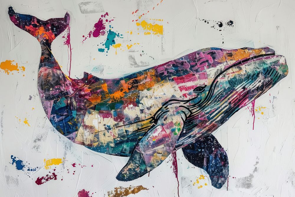 Whale art painting animal.
