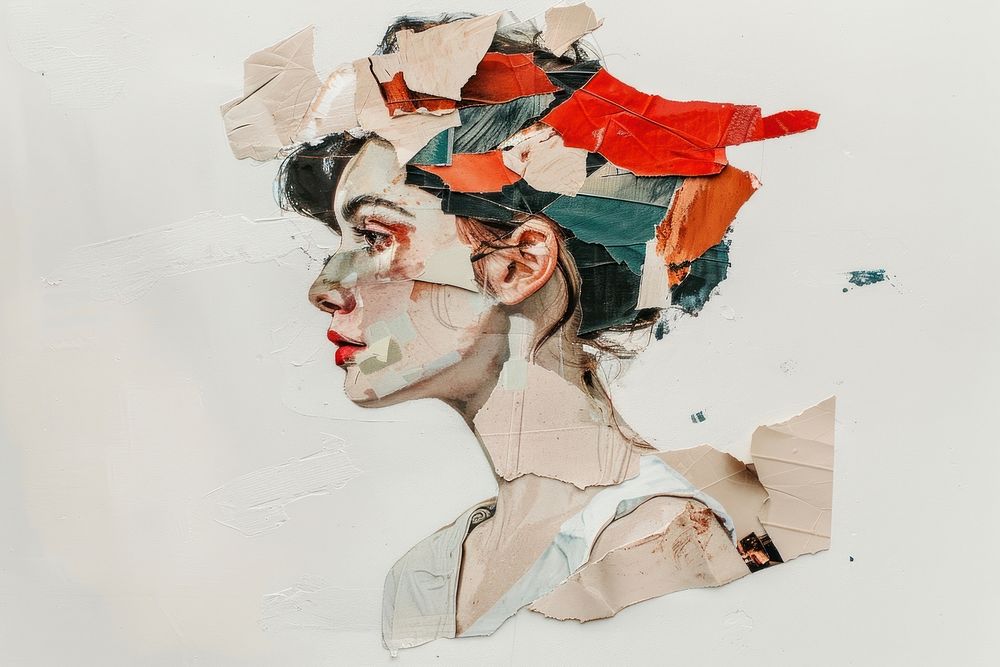 Woman collage art portrait.
