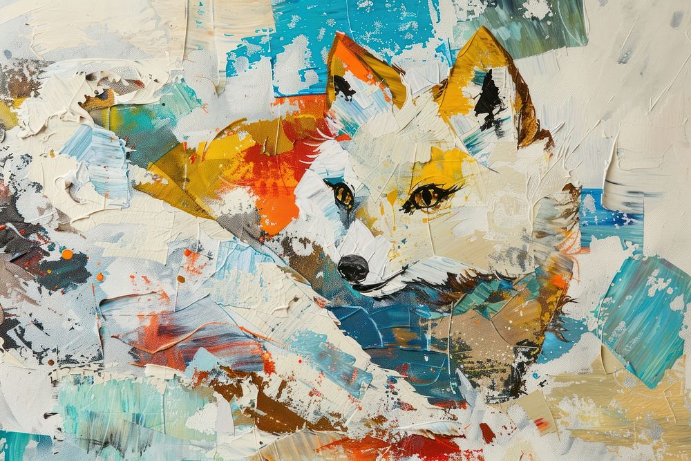 Art fox abstract painting.