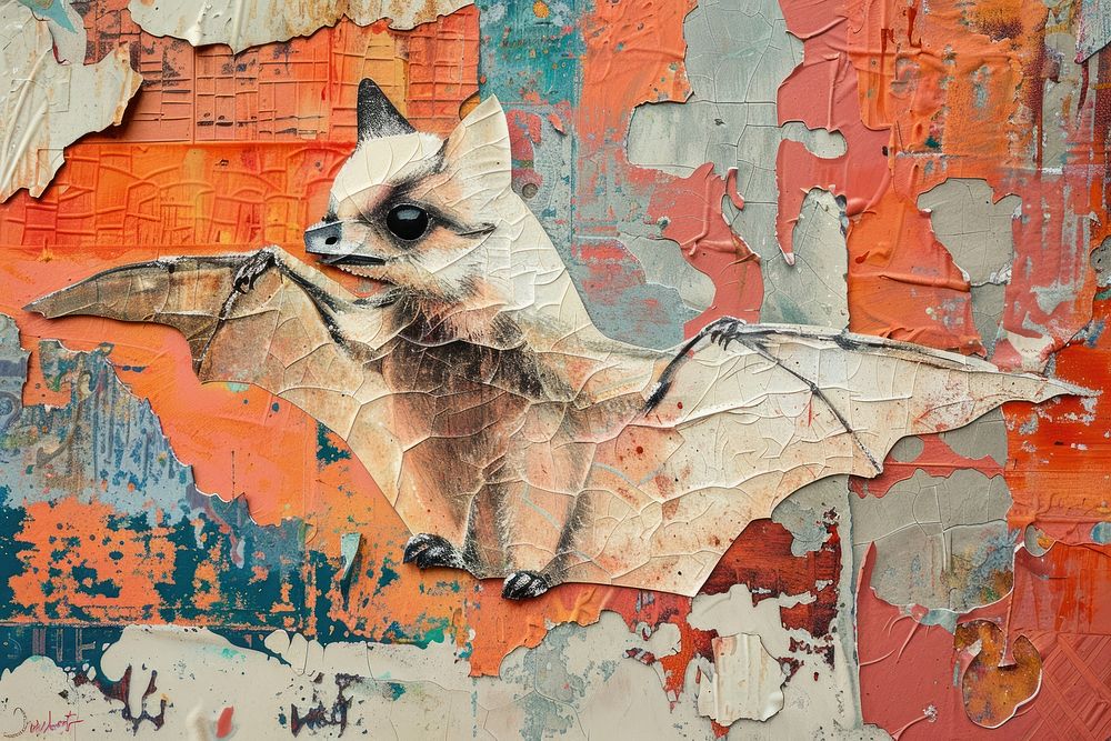 Art wildlife painting collage.