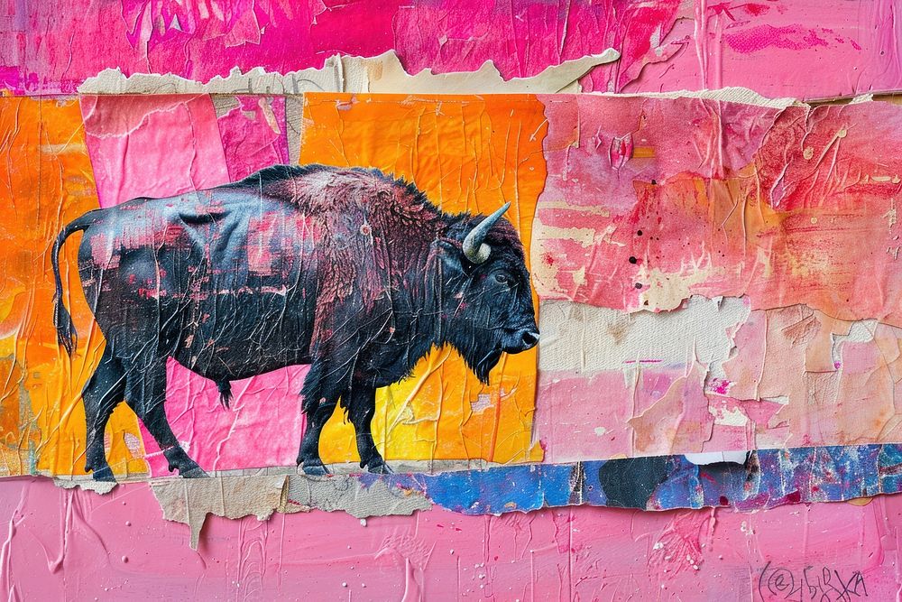 Buffalo art livestock painting.