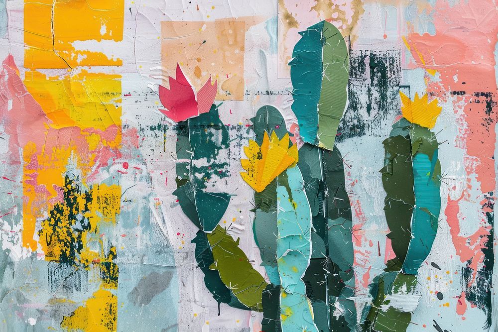 Cactus art abstract painting.