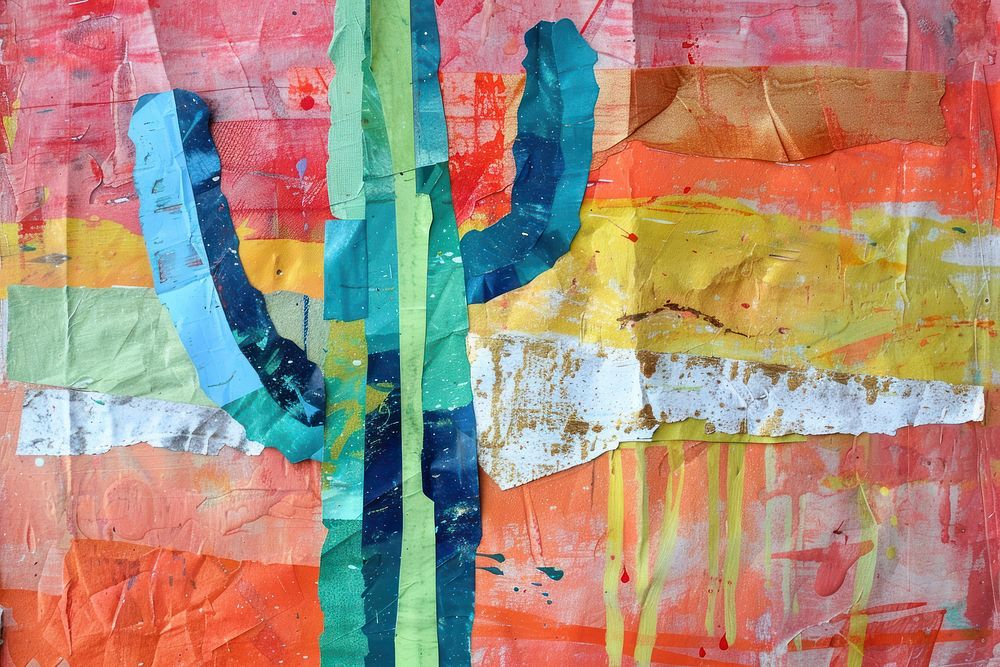 Cactus art abstract painting.