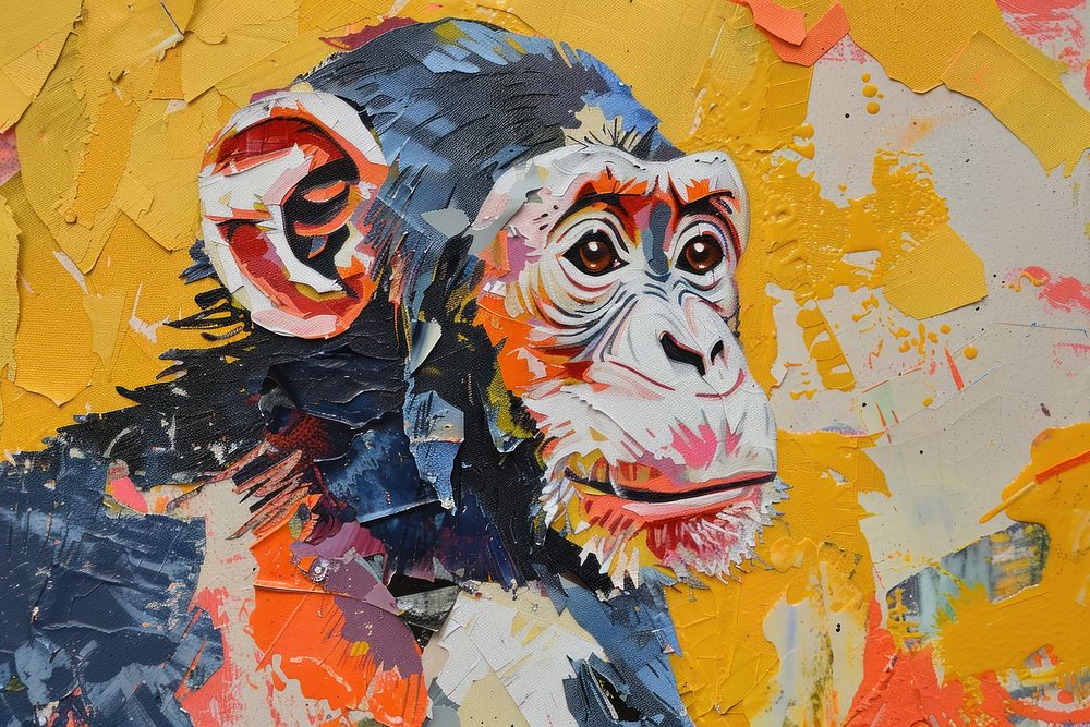 Art chimpanzee painting animal.