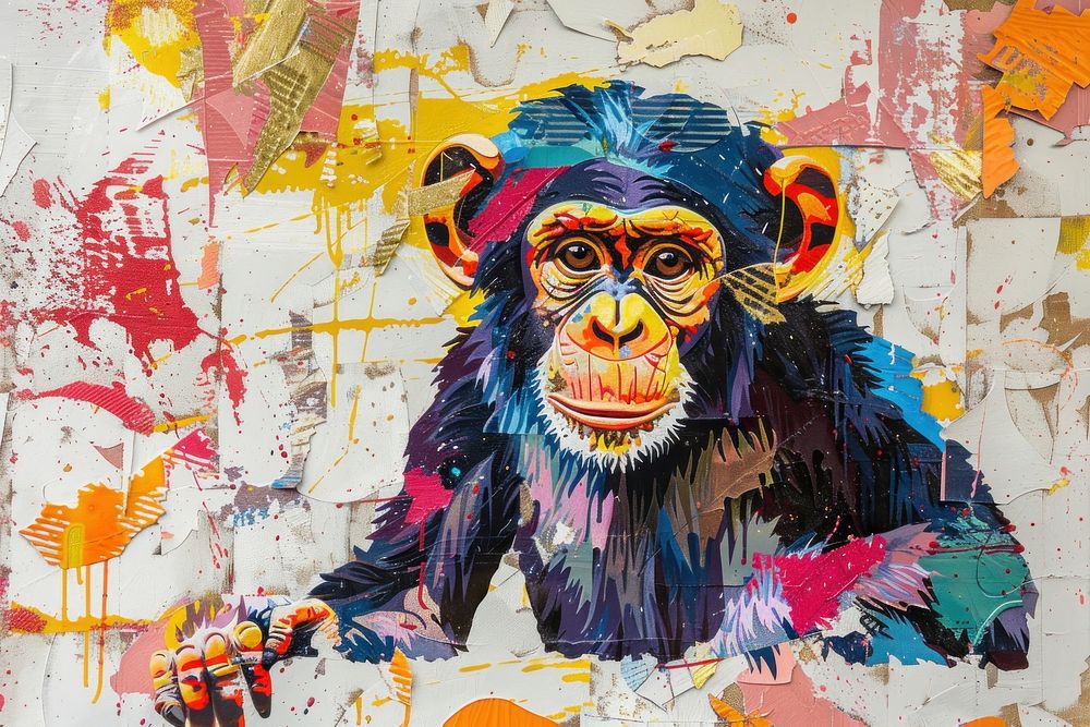 Ape art chimpanzee wildlife.
