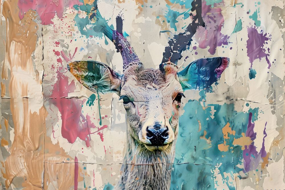 Deer art painting mammal.