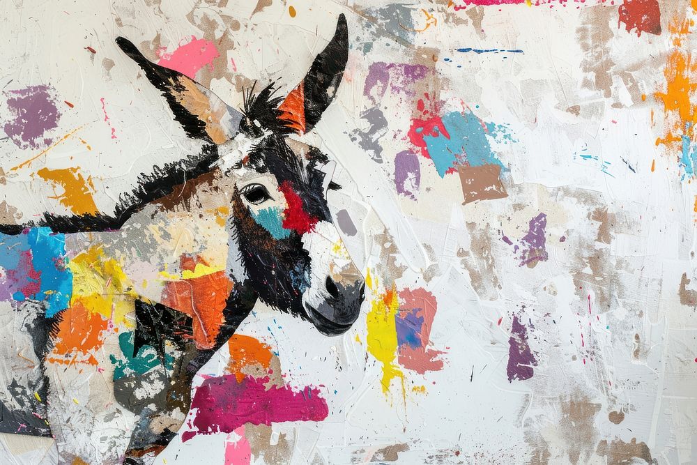 Donkey art painting collage.
