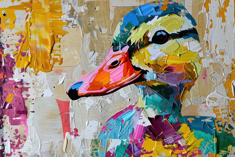 Art painting collage duck.