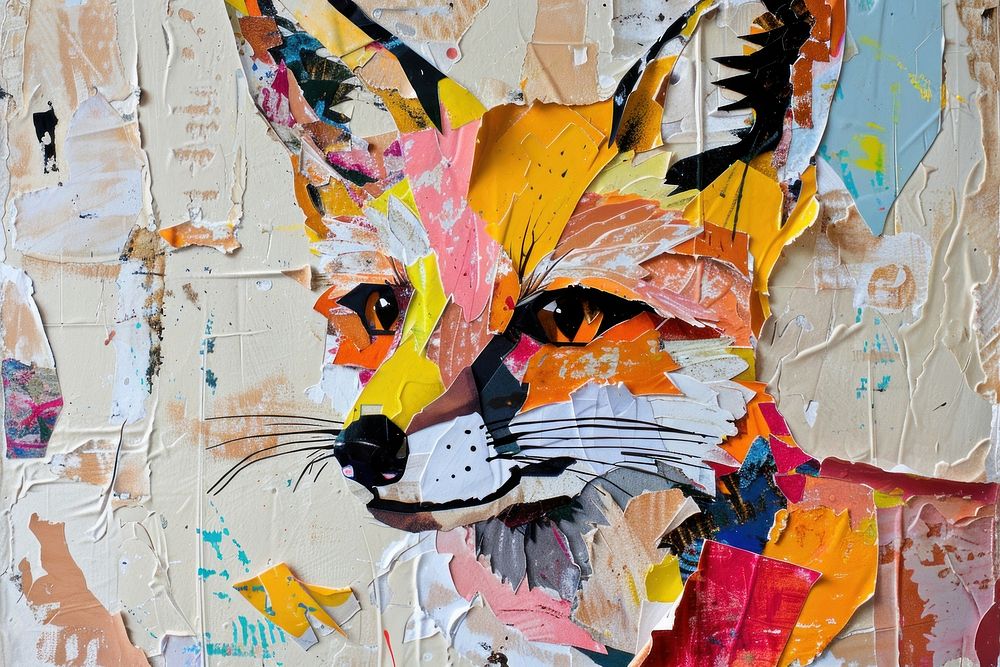 Art painting collage fox.