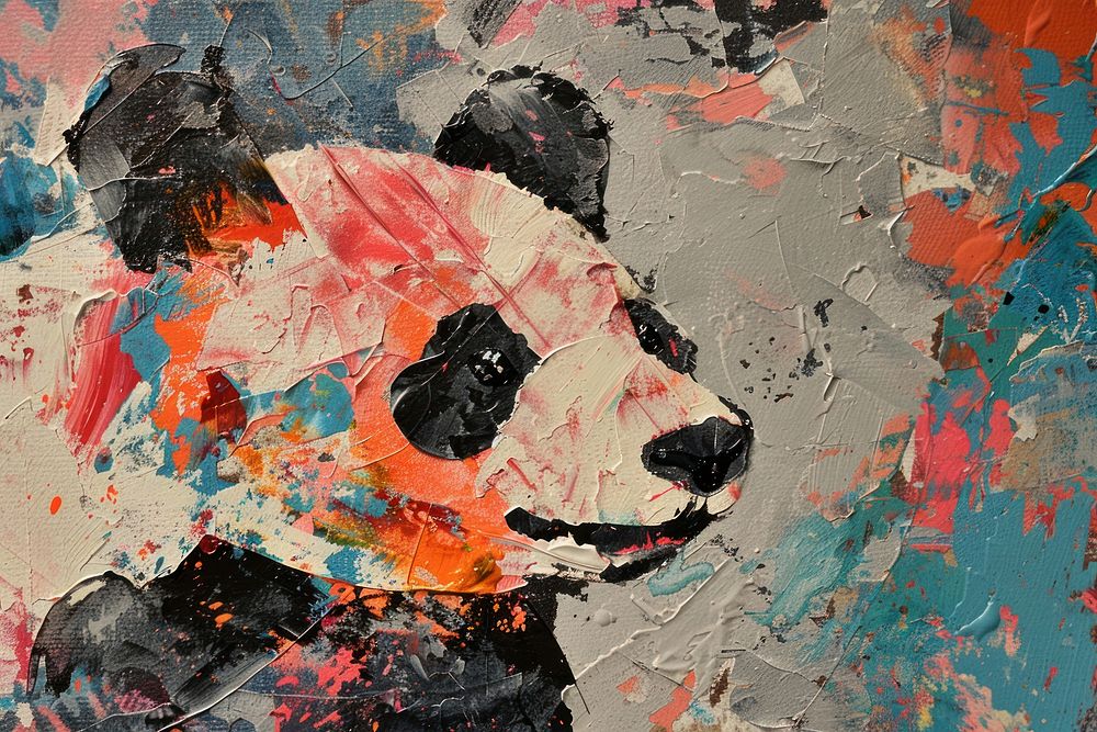 Art abstract painting panda.