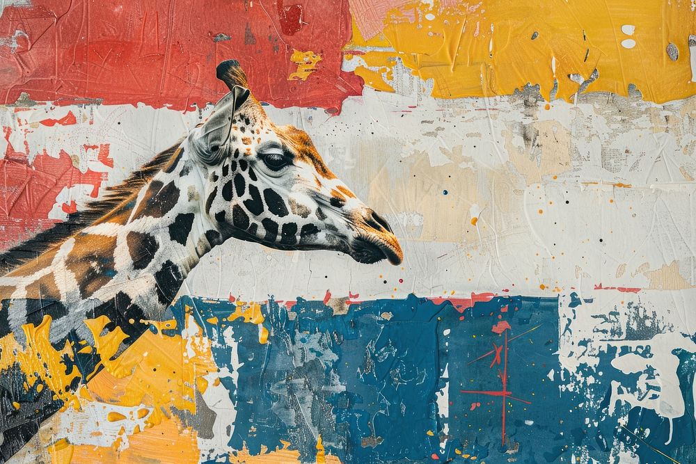 Giraffe art wildlife painting.