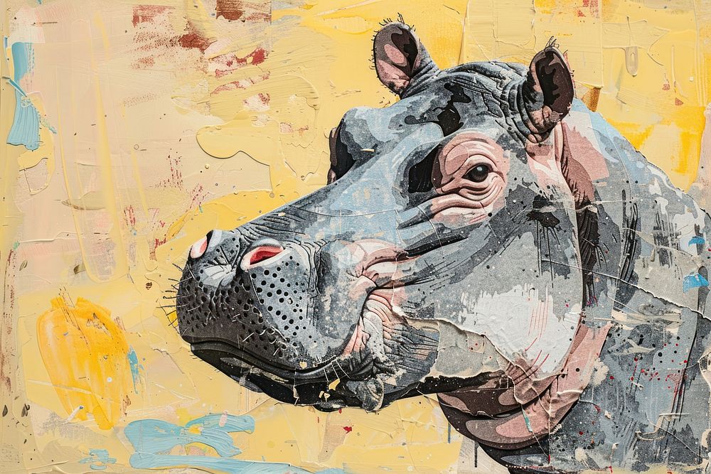 Art hippopotamus painting animal.