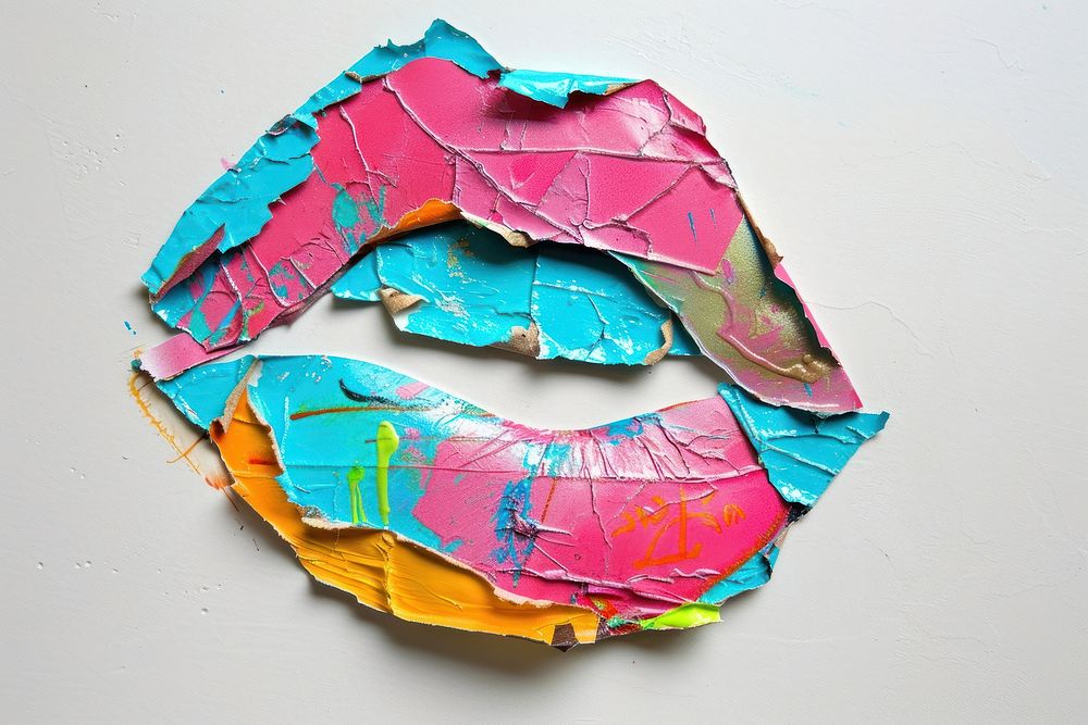 Lips art collage paper.