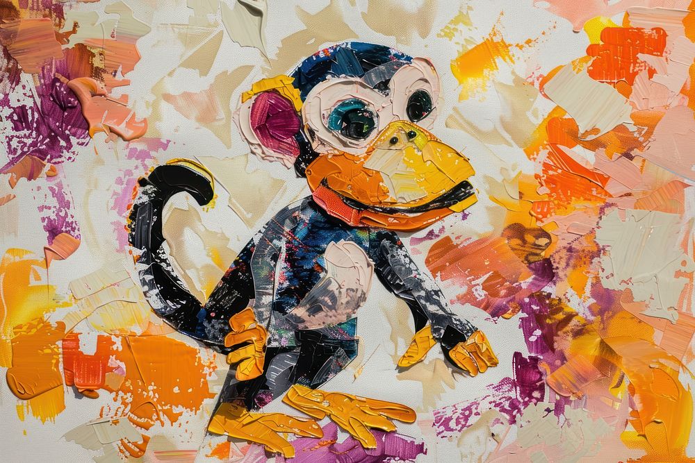 Monkey collage art painting.
