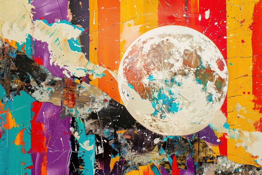 Moon art abstract painting.