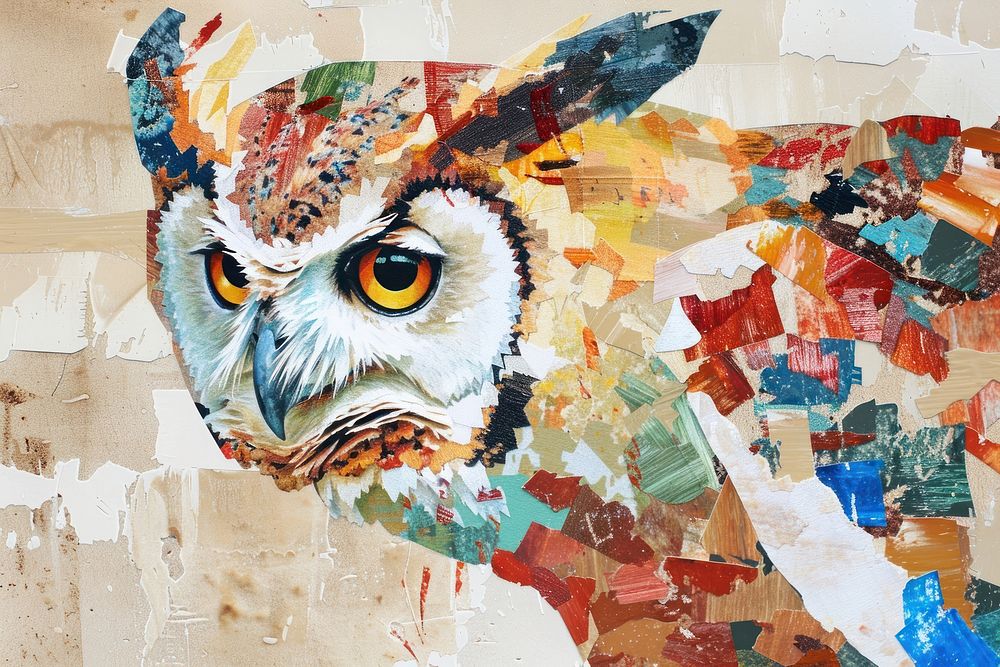 Collage art painting animal.
