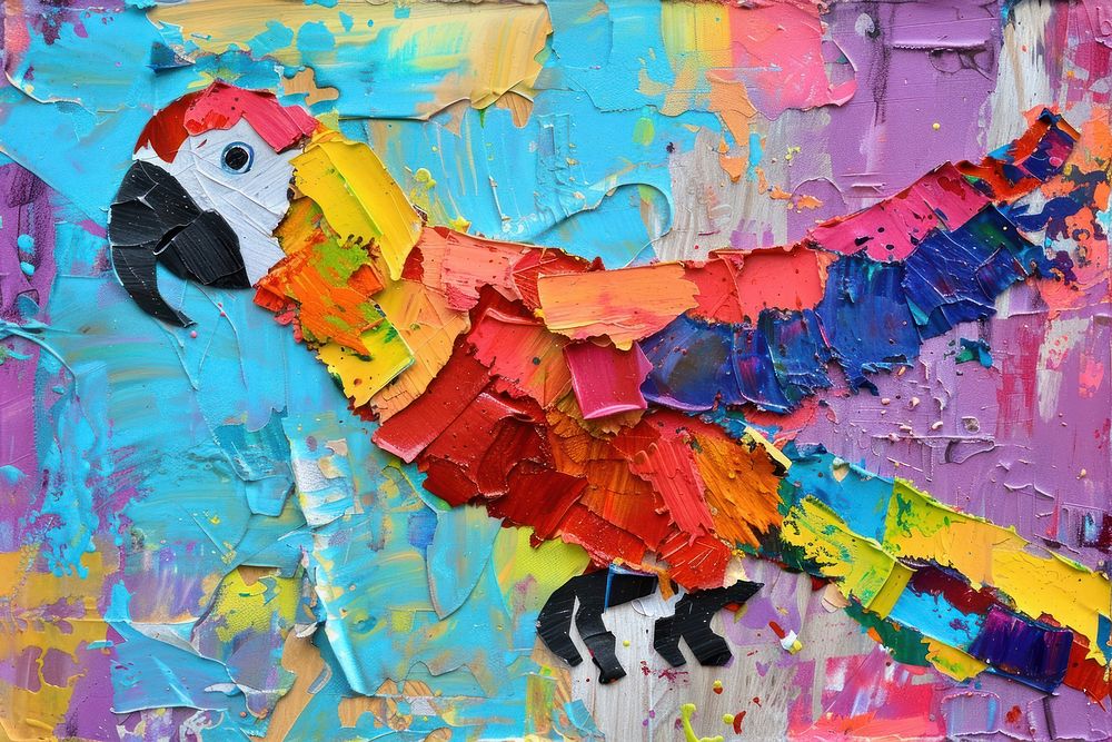 Parrot art painting collage.