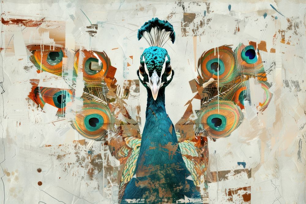 Art painting peacock collage.