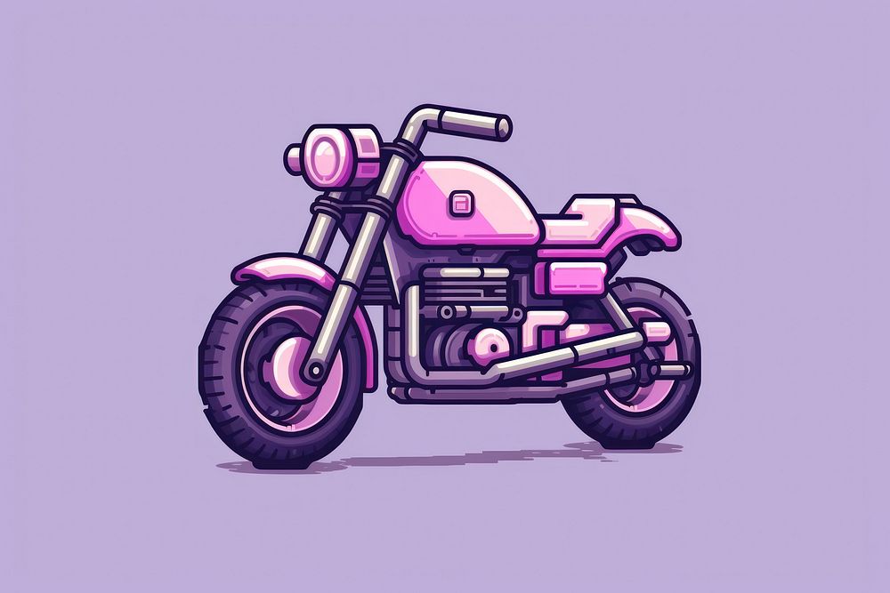 Motorcycle pixel vehicle purple wheel.
