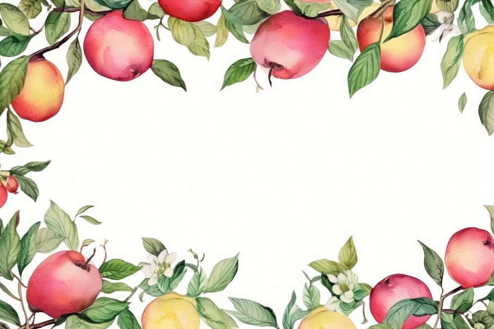 Vintage frame of apples backgrounds peach fruit.