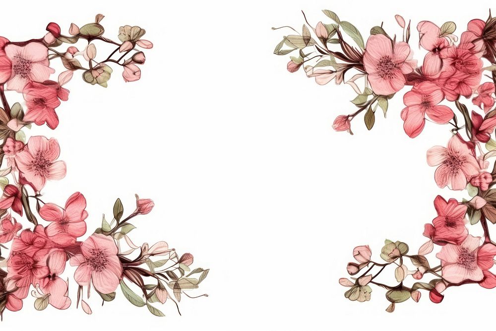 Vintage frame of cherry blossom pattern flower plant.