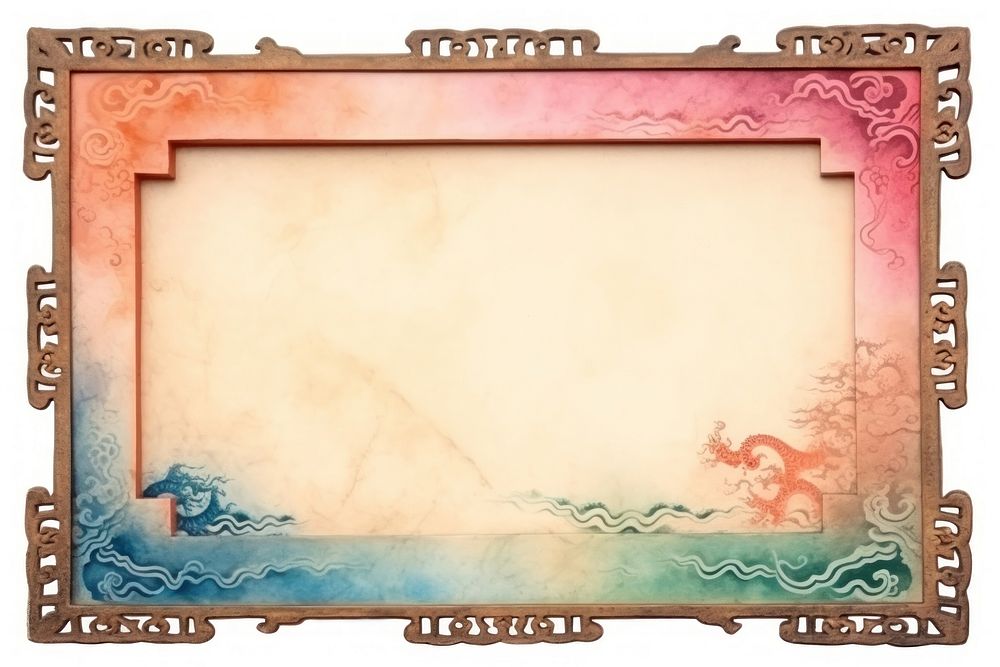 Vintage frame of chinese paper art white background.