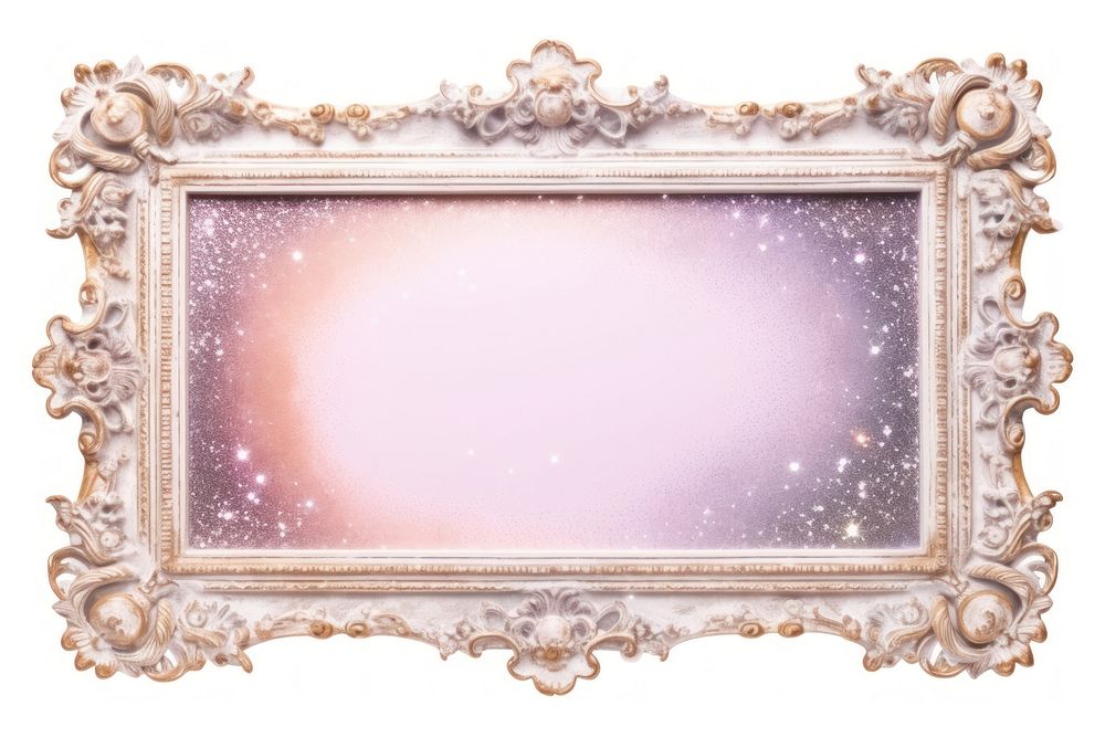 Vintage frame of glitter white background decoration rectangle.