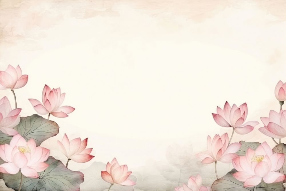 Vintage frame of lotuses backgrounds blossom pattern.