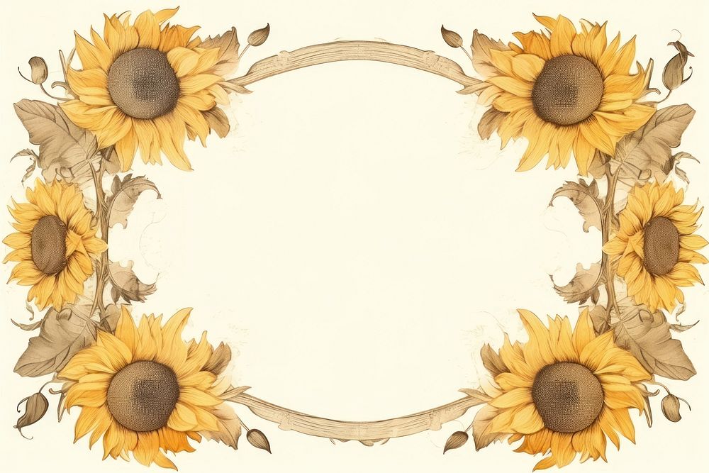 Vintage frame of sunflower backgrounds plant paper.