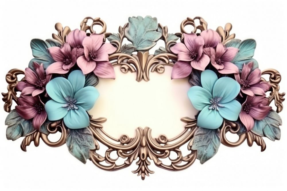 Vintage frame flower glitter jewelry pattern plant.