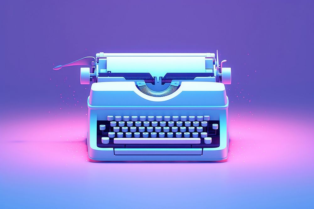 Typewriter computer purple blue.