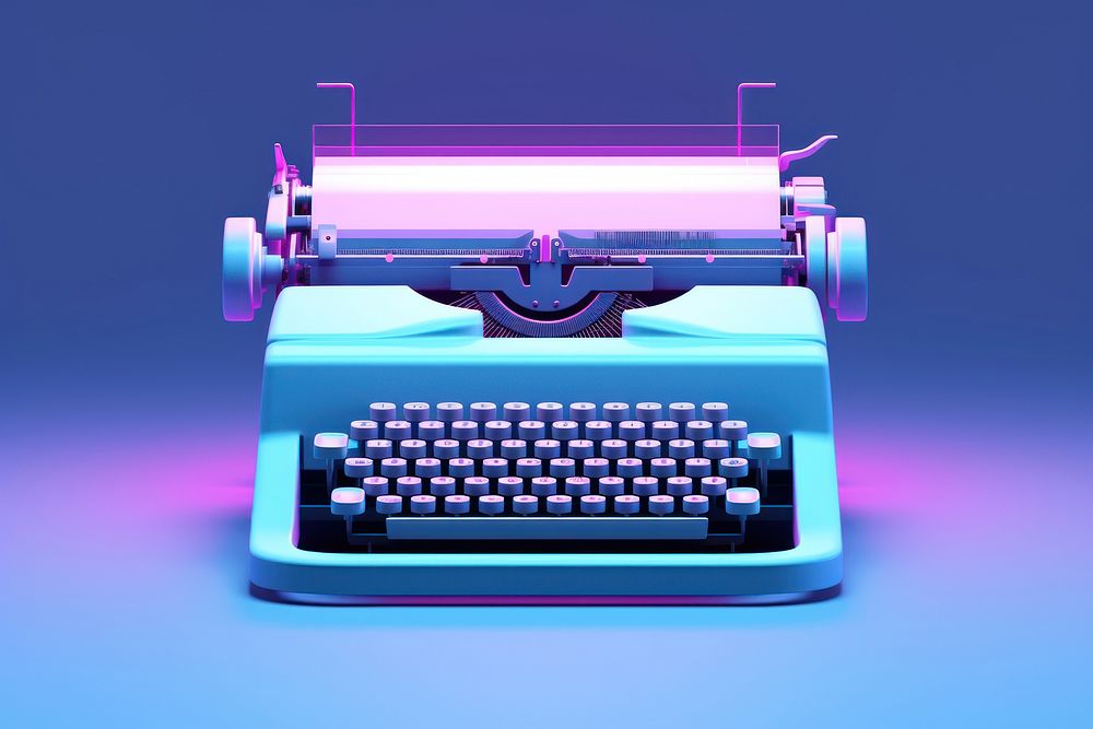 Typewriter purple blue illuminated.