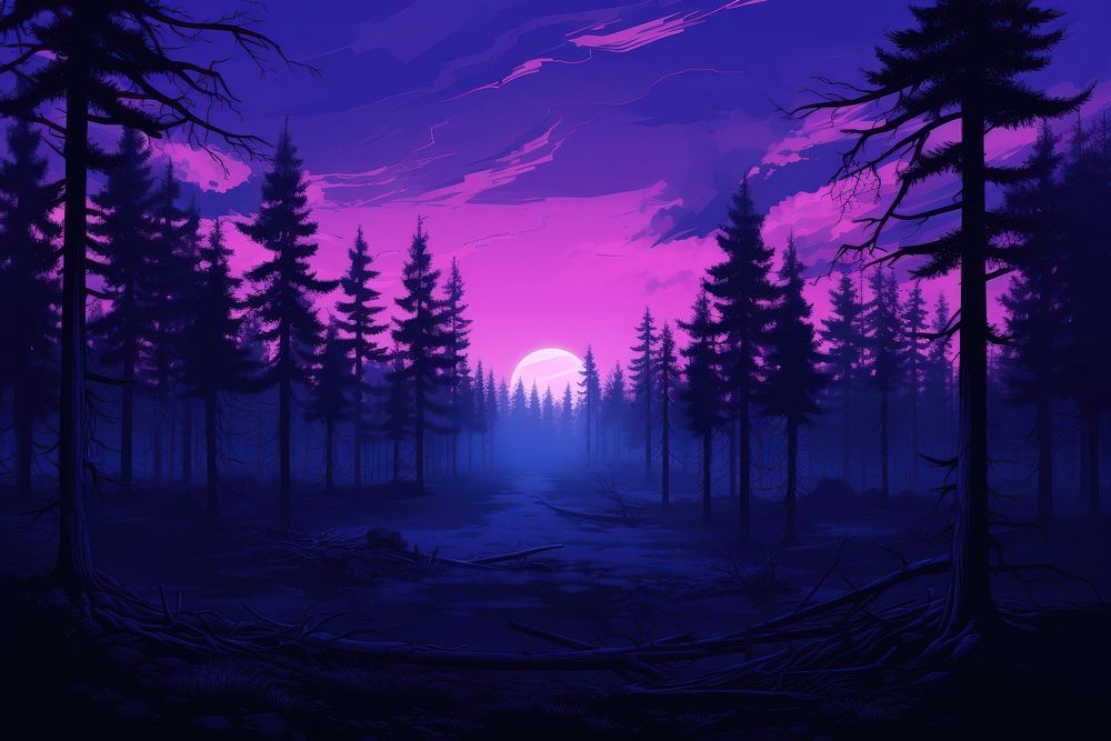 Forest purple landscape outdoors. | Premium Photo Illustration - rawpixel