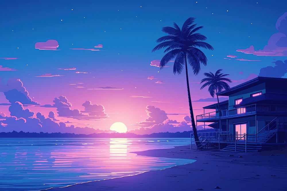 Beach outdoors horizon sunset.