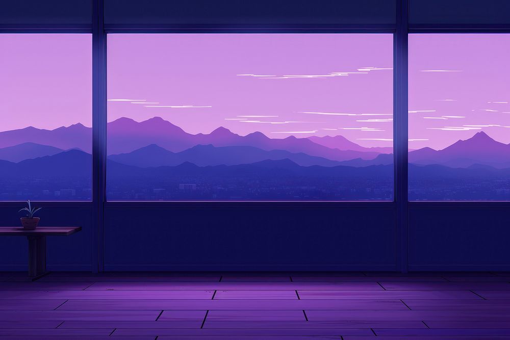 Calm purple nature window.