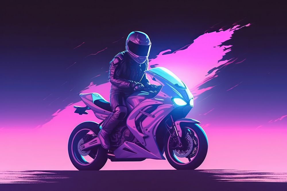 Motorcycle vehicle helmet purple.