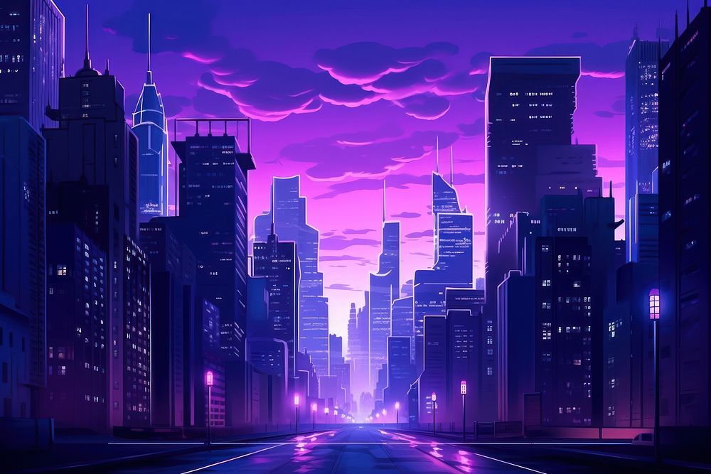 New york city purple architecture metropolis.