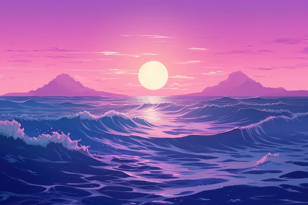 Ocean purple landscape outdoors.