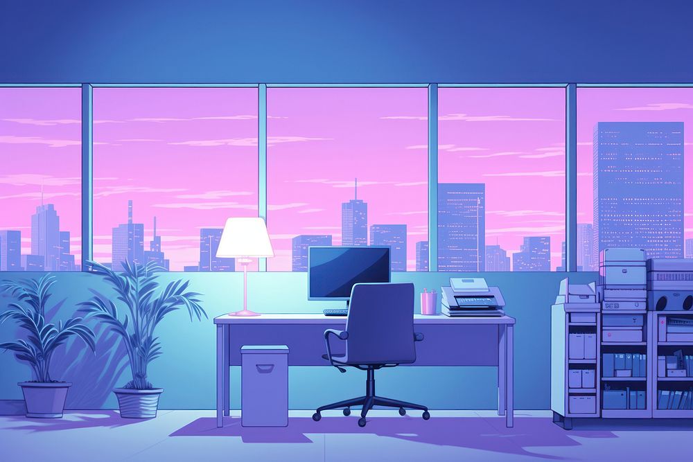 Office furniture purple table.