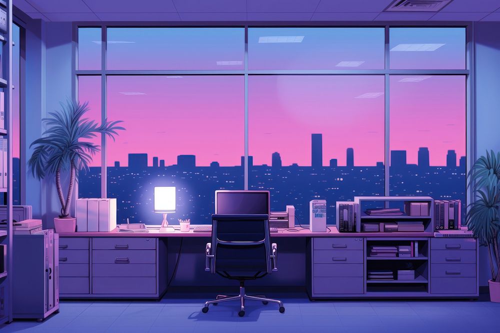 Office furniture purple table.