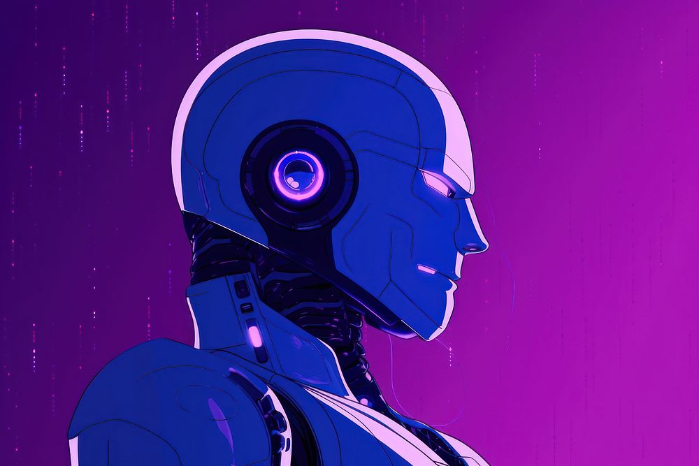 Robot purple blue man.