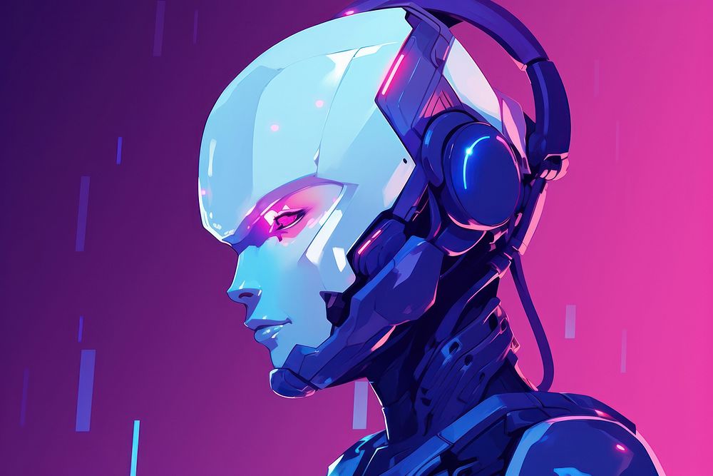 Robot purple blue man.