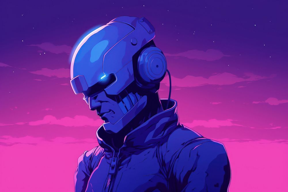 Robot purple helmet adult.