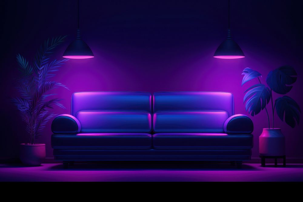 Sofa purple furniture lighting.