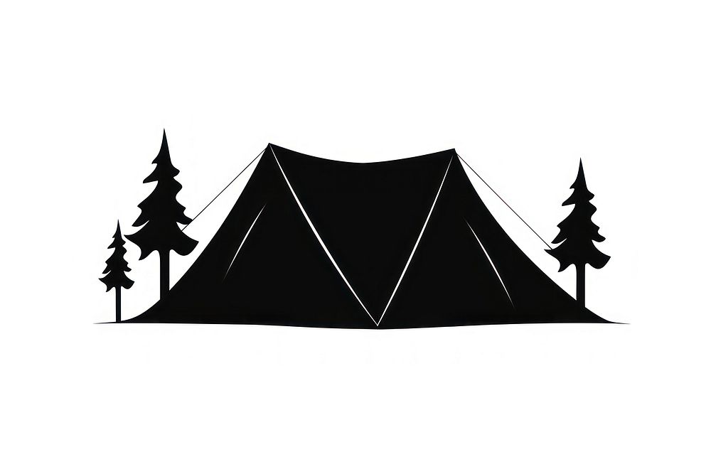 Camping tent silhouette clip art outdoors white background cartoon.