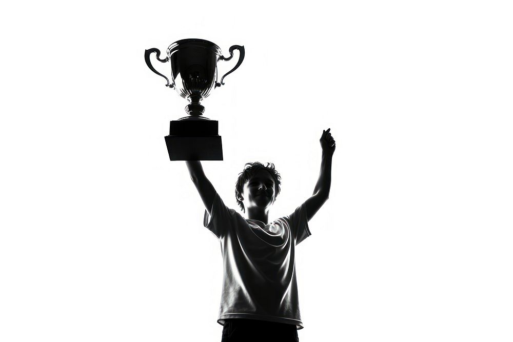 A Trophy silhouette clip art trophy white white background.