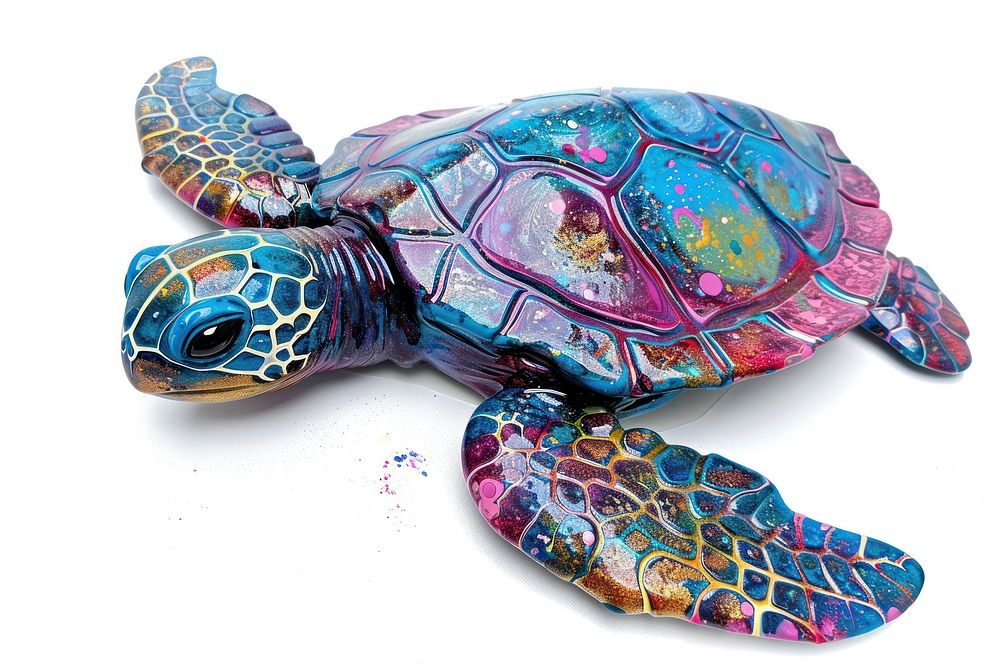 Acrylic Pour on Turtle shape reptile animal turtle.